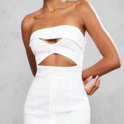 Robe Moulante Bustier Crème à Découpes Et Boutons -Pas Cher Robe Tendre Magasin b857ef94a74e2aad655b0b507b2126712f22c97e cnd4021 3