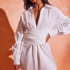 Robe Chemise Oversize Blanche Froncée à La Taille -Pas Cher Robe Tendre Magasin b89fdbad7bbdaf2382162bff4214d8c39a3f3906 cne1026 3