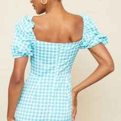 Robe Corset Moulante Vert Menthe Imprimé Vichy à Manches Bouffantes -Pas Cher Robe Tendre Magasin bb54396b962197138226b44632905ac9d0e03792 cnd4289 2