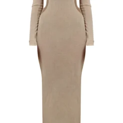 Robe Longue En Maille Transparente Crème Découpée à Manches Longues -Pas Cher Robe Tendre Magasin bb62ba912d13f456f9679099f36745c6511901f3 cnc5952 5