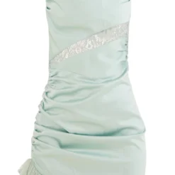 Robe Moulante Sauge Satinée Lacée à Volants Et Col Bénitier -Pas Cher Robe Tendre Magasin bb7d955f0a40fde6225bf23783845712447403f9 cnd0351 5