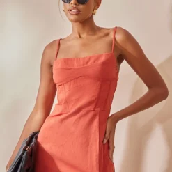 Robe Mi-longue Rouille Fendue à Corset Et Bretelles Fines 8 Robe Mi-longue Rouille Fendue à Corset Et Bretelles Fines -Pas Cher Robe Tendre Magasin bba3a63a7d0f9bce5b7367c16627ef88cc46d4e4 cnd4288 4