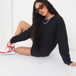 Robe Sweat Basique Noire Oversize à Col Ras -Pas Cher Robe Tendre Magasin bbe8d9493c861e534daecc8e1a86edaae20c2639 cmo7431 4