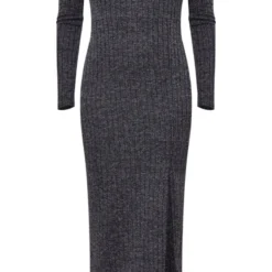 Robe Longue Côtelée Chinée Gris Anthracite à Découpes Et Manches Longues -Pas Cher Robe Tendre Magasin bc09f08b05469458607a233b732ff9c35c61a81a cnc2886 5