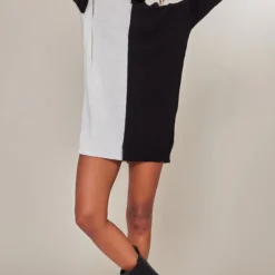 Robe Pull En Maille Noir & Blanc Style Colourblock à Col Roulé -Pas Cher Robe Tendre Magasin bca09400647b696d24b1aa5cb2a6ec1e01c3074e cnc0907 3