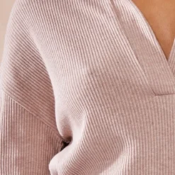 Robe Pull Oversize Côtelée Gris Pierre à Col En V -Pas Cher Robe Tendre Magasin bce72f55b8dfa69de12bafa4d896d845dd7f65c8 cnb4464 4