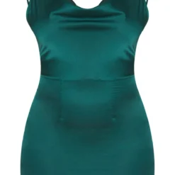 Robe Moulante Satinée Vert émeraude à Col Bénitier Et Détail Anneau -Pas Cher Robe Tendre Magasin bd0beff7d561c66eaa586b2914a90aa70a703a88 CLZ6395 3