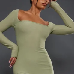 Robe Longue Kaki En Maille Douce à Col Rond -Pas Cher Robe Tendre Magasin bf13f39e99e26b8f6da195c2d411f1a8ff51fe51 cnd1309 4