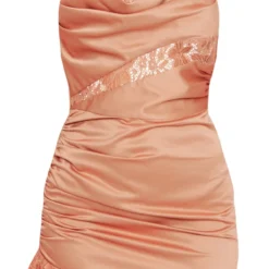 Robe Moulante Argile Satinée Lacée à Volants Et Col Bénitier -Pas Cher Robe Tendre Magasin c1188068536e6833ed01224e6b4e14e48c7dc9c6 cnd0352 5