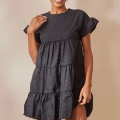 Robe Babydoll En Broderie Anglaise Noire