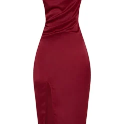 Robe Mi-longue Satinée Bordeaux à Col Bénitier -Pas Cher Robe Tendre Magasin c5b7d6ef2bc55a3c8d407071354fd66202700cd5 CLZ1361 3