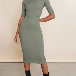 Robe Mi-longue Kaki à Col Haut Et Manches Courtes 7 Robe Mi-longue Kaki à Col Haut Et Manches Courtes -Pas Cher Robe Tendre Magasin c6666bf43fc817595b62e268c1b408290d14f6c8 cnd1305 3