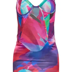 Robe Moulante Satinée Multicolore Imprimé Abstrait à Armatures Et Bretelles -Pas Cher Robe Tendre Magasin c76b1625877b9f99d9facf2b3d8a20a52746ac25 cnd7678 5