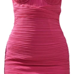 Robe-bustier Moulante Rose Vif Drapée Plissée à Armatures -Pas Cher Robe Tendre Magasin c8030480e482f65f5d3a0494eba5a824776449c5 cne1402 5