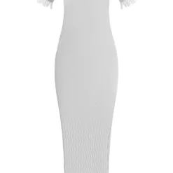 Robe Longue En Maille Tricot Transparente Blanche Déchirée à Vague Et Ourlet élimé -Pas Cher Robe Tendre Magasin c89ab8443d8aaf18543e0d24b9ae8184120e401a cnc3319 5