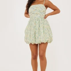 Robe Texturée Fleurie Verte à Bretelles Et Jupe Bouffante -Pas Cher Robe Tendre Magasin c92bc9a0d9a844d1e97551fb946d0c9b522a0b7b cnd2013 3