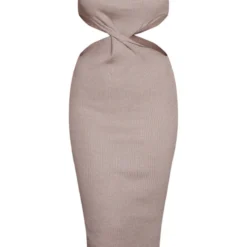 Robe Longue En Maille Tricot Café Au Lait à Devant Torsadé -Pas Cher Robe Tendre Magasin c9ba36cb303bc226be77ca500700a188c896e8b3 cnb6447 5