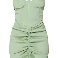 Robe Moulante Texturée Froncée Vert Sauge à Armatures Et Liserés -Pas Cher Robe Tendre Magasin ca3af859e89bf7af3f0ac80044033beae369a8d5 cnd7682 5