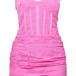 Robe Moulante En Broderie Rose Bonbon Froncée à Corset -Pas Cher Robe Tendre Magasin cb2a87e9d305d70051ba3bb8073e2bd1aaf28d7b cne8503 5