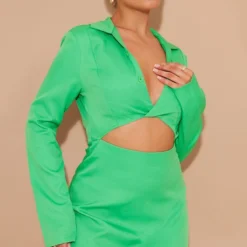 Robe Moulante Vert Vif Découpée à Col -Pas Cher Robe Tendre Magasin cb87e790eca0d67e879e18ad48a74c6d5cbe3a31 cna3074 3