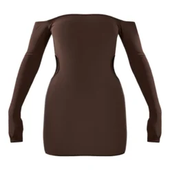 Robe Très Moulante Chocolat à Col Bardot Et Découpes Sur Les Côtés -Pas Cher Robe Tendre Magasin cb9a29dbc7a46f13dc91555037b655e4a871ca4d cnc2999 5