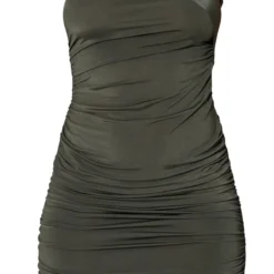 Robe Moulante Kaki Froncée Asymétrique -Pas Cher Robe Tendre Magasin cc56cbc3a7bb6ec19c48ea0ae080571b0fd495a2 cnc5933 5