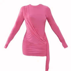 Robe Très Moulante Rose Vif à Jupe Drapée Et épaulettes -Pas Cher Robe Tendre Magasin cd51da42f09b2a27dac776f73de559f258bc9e0d cnc7754 5
