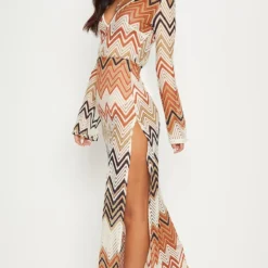 Robe Longue Orange à Imprimé Chevrons -Pas Cher Robe Tendre Magasin cdbbc9dc0f76297d59e764fa011dfc38cf665105 CLW0560 5