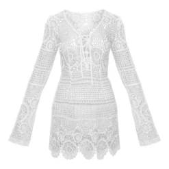 Robe En Crochet Blanche à Manches évasées -Pas Cher Robe Tendre Magasin cdf5f8cebfbbb37fba53da23934565840b284792 CLQ7650 4