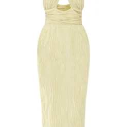 Robe Mi-longue En Jersey Texturé Vert Sauge à Bretelles Croisées Au Cou -Pas Cher Robe Tendre Magasin cf01897a077a456b44fadddfdd918cf04601fae9 cne2987 5