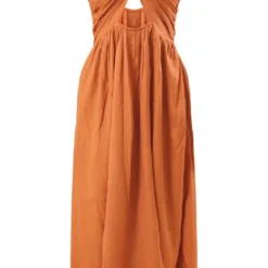 Robe Longue Rouille En Effet Lin à Dos Nu Et Décolleté -Pas Cher Robe Tendre Magasin cf1ed49aa17a64bf98266382be5ae0e56a667e83 cnd8845 5