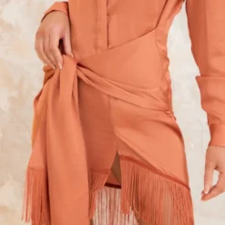 Robe Chemise Satinée Rouille à Détail Drapé Et Ourlet Frangé 8 Robe Chemise Satinée Rouille à Détail Drapé Et Ourlet Frangé -Pas Cher Robe Tendre Magasin cff880acdf88b09645ba322bb6fd4301f0622f3e cnd7686 4