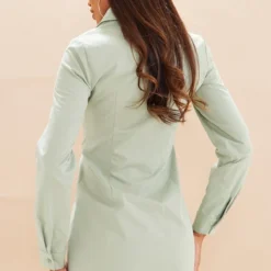 Robe Chemise Vert Sauge à Buste Plissé -Pas Cher Robe Tendre Magasin d0bf8423d493734e8ab5082e9664e5c5756f7acd cnd4045 2