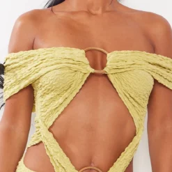 Robe Moulante Texturée Vert Olive à Détail Anneaux -Pas Cher Robe Tendre Magasin d38d326cd41f2f37a680ec7e6189136f3f7caccf cne1860 4