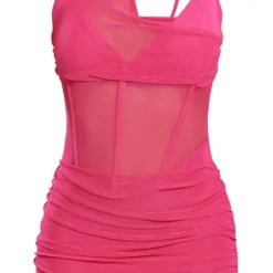 Robe Moulante En Mesh Rose Vif Asymétrique à Liserés Structurants Et Détail Corset -Pas Cher Robe Tendre Magasin d4a4e01c7540dba4dec9bb690e14c9360b06dac9 cnd5933 5