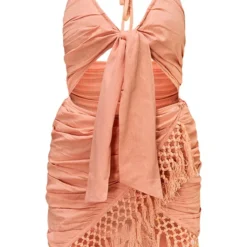 Robe Moulante Effet Lin Pêche à Ourlet Frangé Et Buste Noué -Pas Cher Robe Tendre Magasin d66b794471d7338ca99f8aa3802d58b869c977e4 cmy2204 6