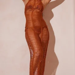 Robe De Plage Longue En Maille Tricot Marron Clair à Franges -Pas Cher Robe Tendre Magasin d689a9b4efc6a0f64c1f8c343f6ba9591ca8c207 cmw2096 4