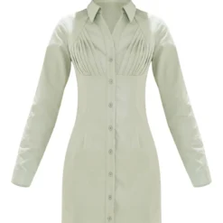 Robe Chemise Vert Sauge à Buste Plissé -Pas Cher Robe Tendre Magasin d7aa6df94a03d6c44c71c53a3910e3dd94db36e0 cnd4045 5