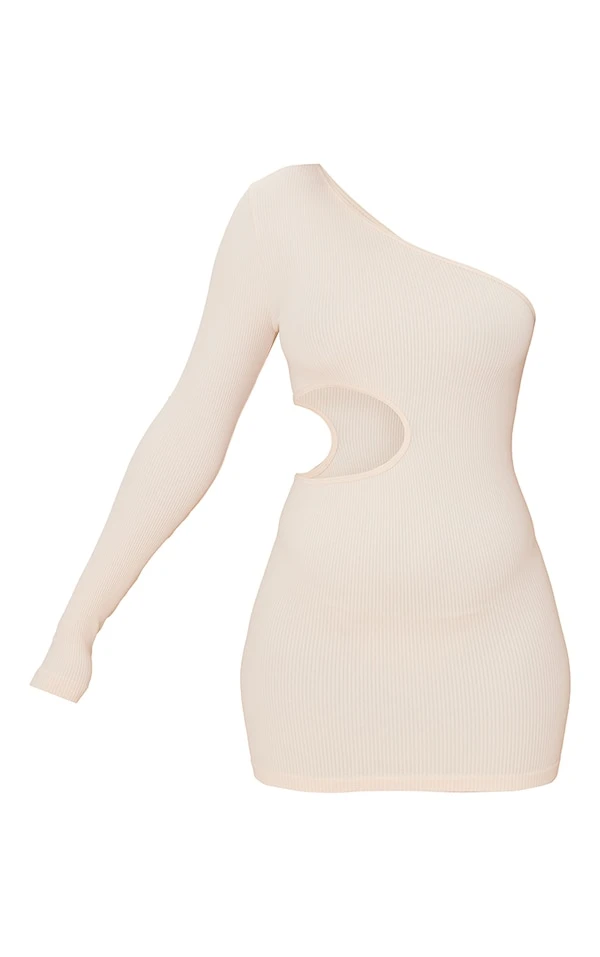 Robe Moulante écrue Découpée Structurée Côtelée à épaule Unique Et Détail Contours 5 Robe Moulante écrue Découpée Structurée Côtelée à épaule Unique Et Détail Contours – Image 5