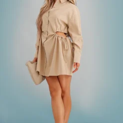 Robe Chemise Gris Pierre à Taille Froncée Et Découpée -Pas Cher Robe Tendre Magasin d98c3b0205cf5b9a40240bbec7074e387f57ee8c cnd4384 3