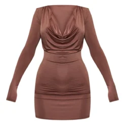 Robe Très Moulante Manches Longues Café Au Lait à Col Bénitier -Pas Cher Robe Tendre Magasin d99f794ca0017ca0bd88ded282d0c12fdeebd398 cnc2277 5