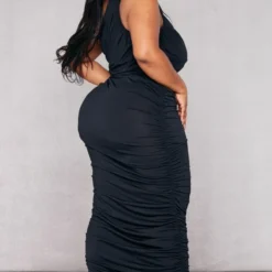 Plus Robe Longue Asymétrique Moulante Noire à Fronces -Pas Cher Robe Tendre Magasin da156e49e055da36e0465b8a726c8661c1a04e16 cnb6942 2