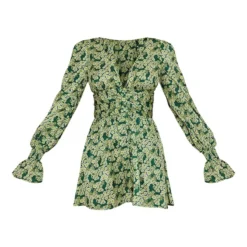 Robe Droite Fleurie Verte à Boutons Et Manches Bouffantes -Pas Cher Robe Tendre Magasin dac8f649ced0c1891aa690602f43e865ff7eb84f cmw4381 6