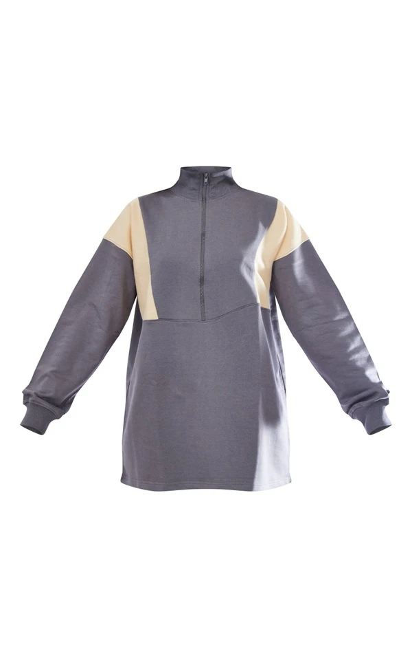 Zero Robe Pull Oversize Noir & Blanc Zippée à Parties Contrastantes Et Col Cheminée 5 Zero Robe Pull Oversize Noir & Blanc Zippée à Parties Contrastantes Et Col Cheminée – Image 5