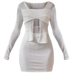 Robe Cache-coeur Moulante Côtelée Crème à Découpes -Pas Cher Robe Tendre Magasin dc2315b27845473fdbf718a5031f992651f17611 cnd4300 5