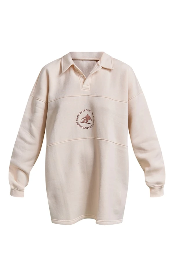 Zero Robe Pull Crème En Polaire à Slogan Ski Et Col Polo 4 Zero Robe Pull Crème En Polaire à Slogan Ski Et Col Polo – Image 4