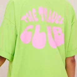 Robe T-shirt Vert Citron Imprimé The Travel Club -Pas Cher Robe Tendre Magasin dcff8f824ede08c59a33b5efa84290462604555f cmz2105 5