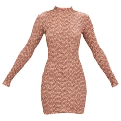 Robe Moulante Marron Chiné à Fronces Et Col Haut -Pas Cher Robe Tendre Magasin dd1d9f4471c260c546ff29b5133f5bccd80565f3 cnb1075 5