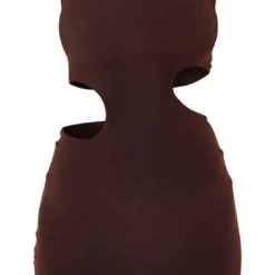 Robe Très Moulante Sans Manches Chocolat Découpée Sur Les Côtés -Pas Cher Robe Tendre Magasin dde0a68fb9ab935573599d17e9cf12ee62a79537 cnd0411 5