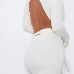 Robe Moulante Crème à Dos Nu Noué Et Manches Longues -Pas Cher Robe Tendre Magasin deec87ea28d25c7c3cb85729a4bfe25bac474da9 cnd4070 4